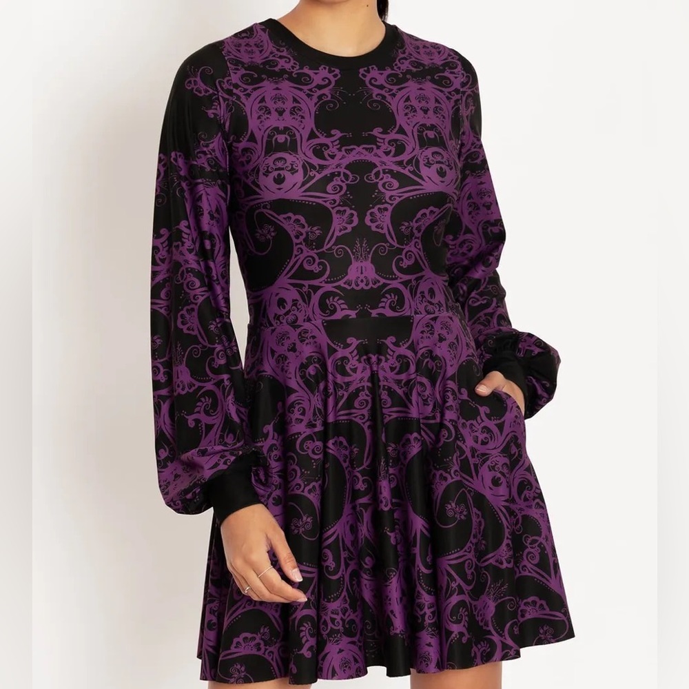 Blackmilk “PLUM BATH BISHOP SKATER DRESS” Size Large L NWT